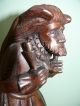 19thc Black Forest Oak Carved Male Figure Wearing Animal Skin Other photo 7