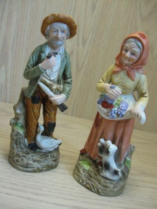 Figurines Lady & Man Farmers With Animals By Their Side S - 2042 Japan photo
