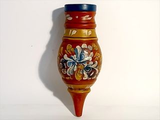 Rare Wall Vase Container Wood Germany Austria Folk Art Mid Century photo