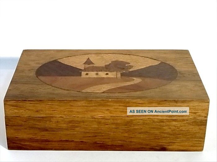 Rare Intarsia Container Box Wood Germany Austria Art Deco 20/30s Other photo