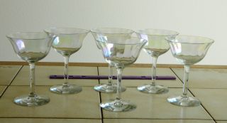 Vintage Crystal Iridescent Champagne Stemmed Glasses,  Set Of 6,  Stunning photo