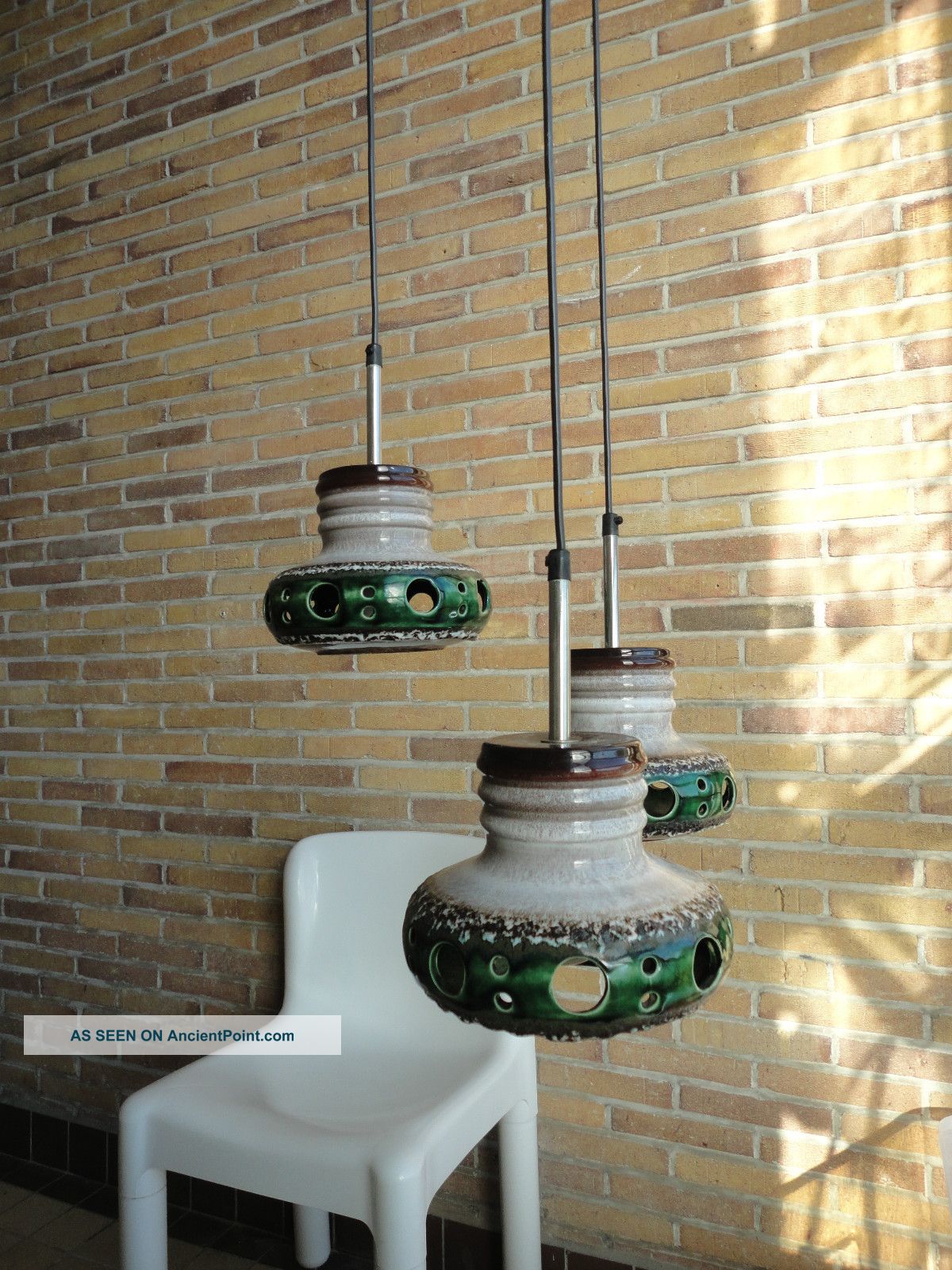 60’s/70’s Midcentury Modern German Pottery Hanging Lamps,  Guzzini Stilnovo Era Mid-Century Modernism photo