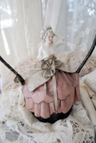 Rare Edwardian Victorian Girl Doorstop Porcelain Bust Hand Painted Dress photo