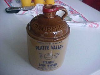 Vintage Mccormick Platte Vallely Corn Whiskey Jug Coollllll photo