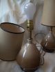 Set Of 2 Vtg Brown Ceramic Lamps Matching Shades Underwriters Laboratories Lamps photo 2