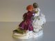 German Dresden Volkstedt Romantic Couple With Dog Porcelain Lace Figure Figurine Figurines photo 4
