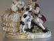 German Dresden Volkstedt Romantic Couple With Dog Porcelain Lace Figure Figurine Figurines photo 8