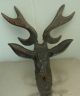 Vintage Wood Carved Deer Head Wooden Old Collectibles Antlers Log Cabin Decor Carved Figures photo 1