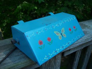Vintage Tole Ware Hand Painted Reading Light For Bed Headboard Blue Butterfly photo