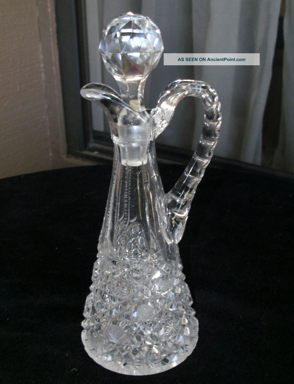 Gorgeous Antique Crystal Glass Cruet With Stopper Pitchers photo