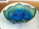 Vintage Blue / Green Ombre Glass Footed Bowl Bowls photo 2