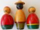 Hand Painted Soviet Era Russia,  Russian Wooden Dolls,  3 Carved Figures photo 2