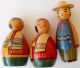 Hand Painted Soviet Era Russia,  Russian Wooden Dolls,  3 Carved Figures photo 3