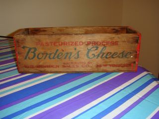 Anitque Vintage Borden ' S Cheese American Wooden Box 5lb Great Shape New York,  Ny photo