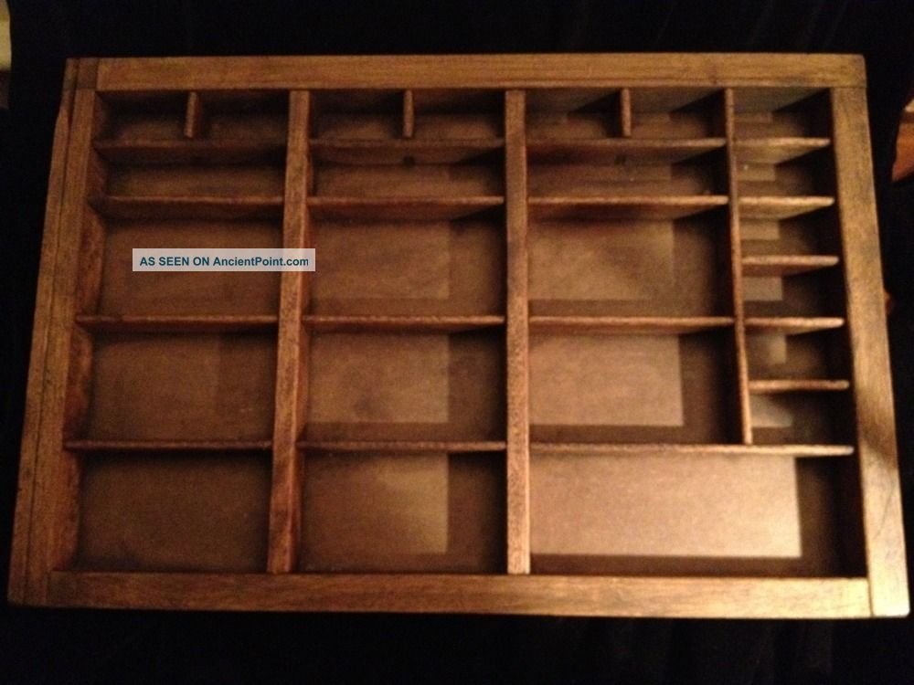 Vintage Printer Drawer Wooden Print Typeset Tray Shadow Box Curio 16x11 24 Decor Trays photo