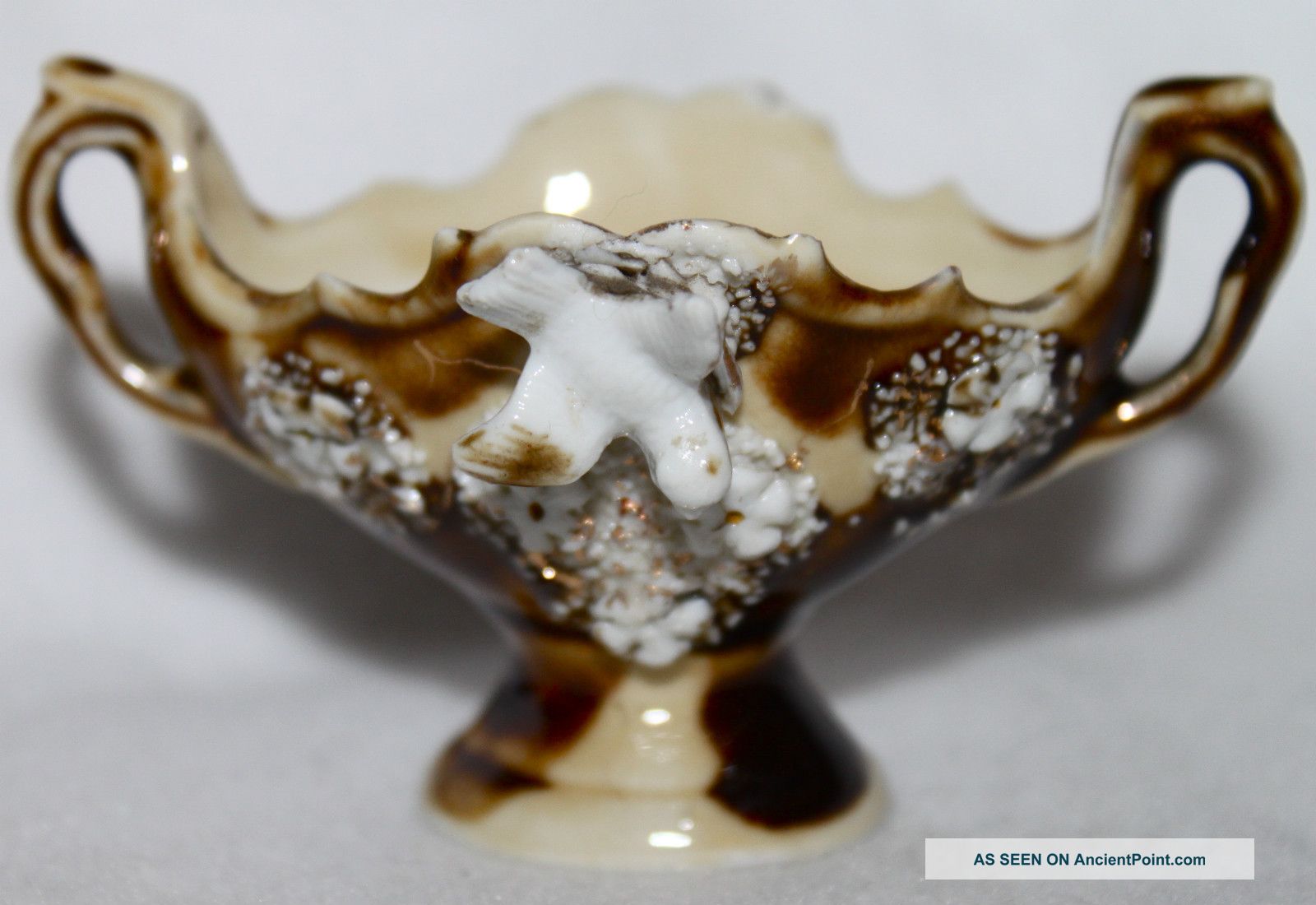 Antique Collectable Two Porcelain White Dove Bowls Unique Pieces Bowls photo