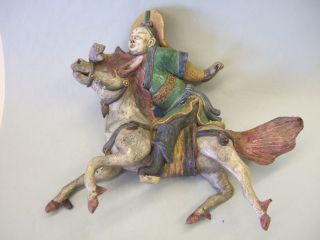 Rare Antique Chinese Wall/roof Tile Horse Warrior Figure, photo