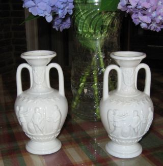 Great Pair Of Vintage Creamware Classical Urns Adams? photo