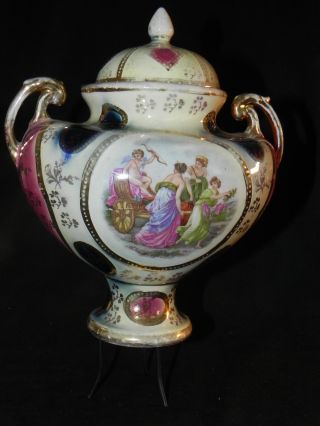 Austrian Vienna Victorian Gilded Lady ' S Angel Urn Vase Sign By Angelica Kauffman photo