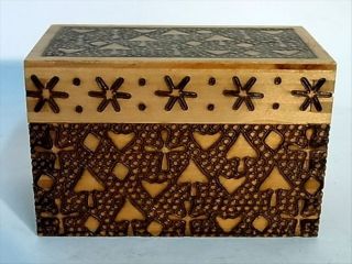 Fire Painting Container Box Europe Folk Art Hand Made Wood 50/60s photo