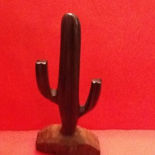 Vintage Hand Carved Wood Cactus South Western Figurine Display photo