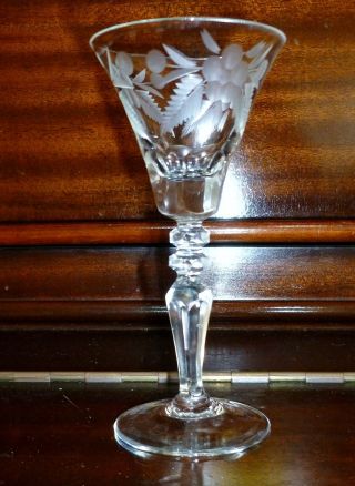 Vintage Etched Crystal Stemmed Cordial Glasses 6 Pc Holiday photo