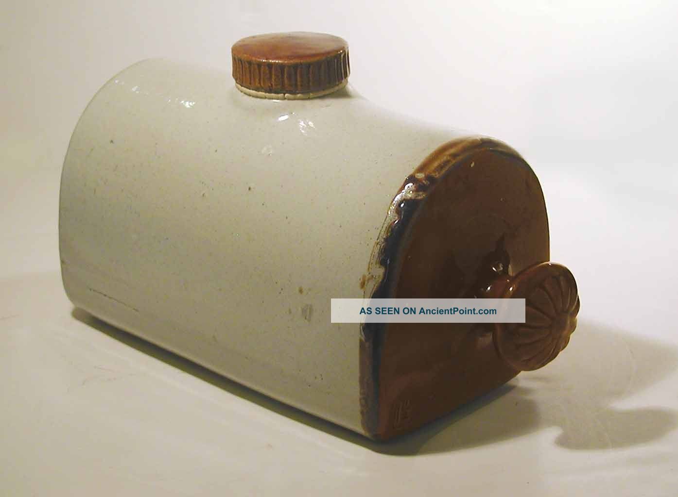 Stonewear Bed Foot Warmer Ceramic Jug Hot Water Bottle English Antique Pottery Jugs photo