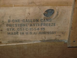 Vintage 1951 Prestone Antifreeze Wood Box National Carbon Co.  Wv. photo