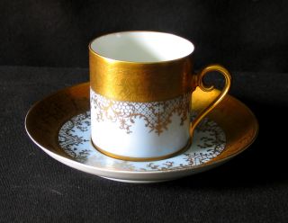 1921 Dw Porzellan Karlsbader Wertarbeit Demitasse Cup Saucer Gold Fine Porcelain photo