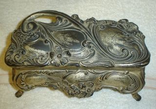 Antique Art Nouveau Cast Metal Jewel Box photo