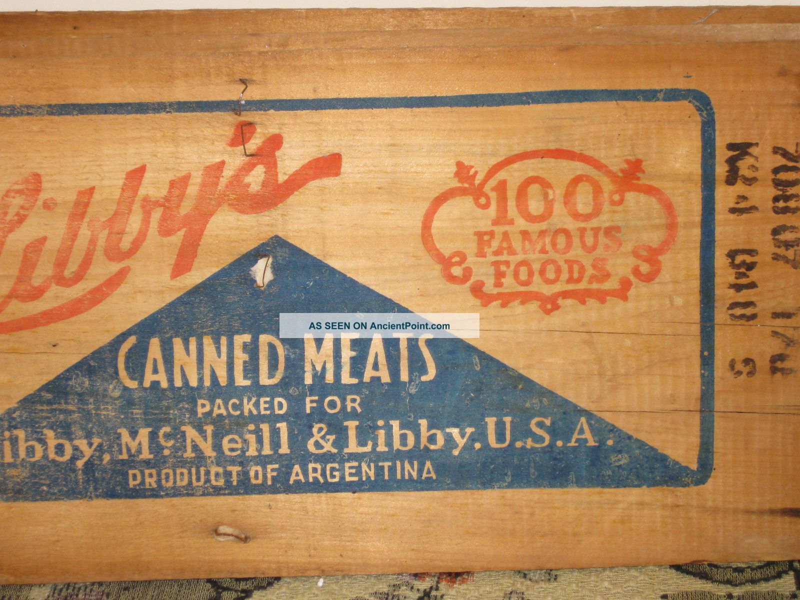 Vintage Wood Libby ' S 100 Famous Foods Canned Meat Box End Libbymcneil&libbeyusa Boxes photo