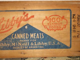 Vintage Wood Libby ' S 100 Famous Foods Canned Meat Box End Libbymcneil&libbeyusa photo