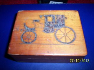Old Wooden Box With Car On It Possiblely An Old Cigarette Box Or Old Jewelry Box photo