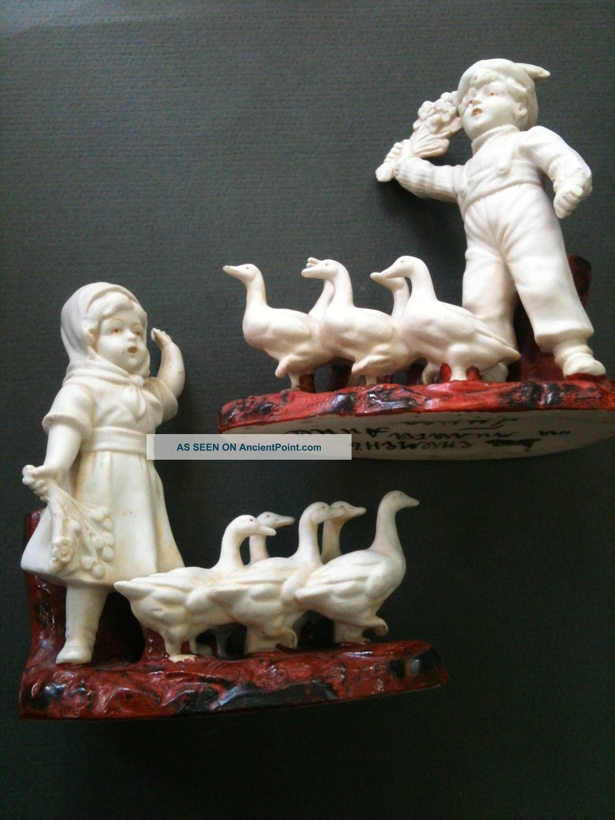 2 Old Antique Biscuit Porcelain Figurine Figurines photo