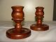 Antique Wooden Candlesticks Candelholders Pair - Other photo 1