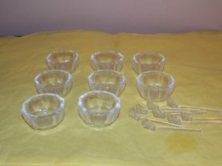 Victorian Salt Dishes Set Of 8 With 8 Spoons Vintage photo