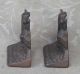 2 Antique Solid Cast Iron Bronze Figural Hunting Dog Bookends Doorstopper Metalware photo 2