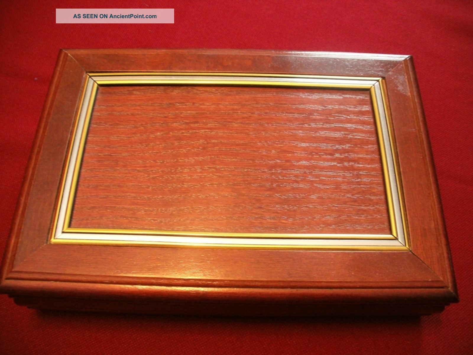 Wooden Box With Metal Accent And Green Velvet Lining Boxes photo