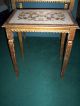 Vintage Florentine Toleware Wooden Nesting Tables Set 3 Ornate White Gold Italy Toleware photo 3