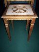 Vintage Florentine Toleware Wooden Nesting Tables Set 3 Ornate White Gold Italy Toleware photo 4