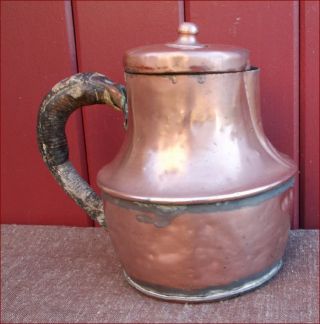 French Country Coffe Pot Copper Tin Lined 1880 photo