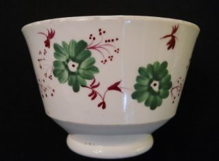 Antique 19th C.  Sprig Handleless Cup - Green & Maroon - Hand Painte Good Condition photo