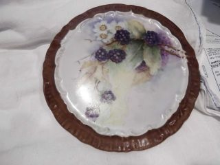 Blackberries Hand Painted On Very Old Plate - Lovely Colors photo