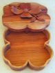 Redwood Handmade Scroll Saw Box With Flower Motif,  Signed By Fred Satggs/. Boxes photo 2