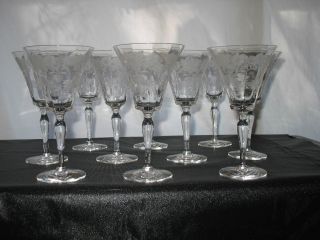 Exquisitely Classy Vintage Circa 1930 ' S Fine Etched Crystal Stemware photo