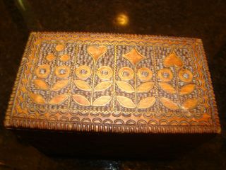 Beautifull Vintage Carved Box For 2 Decks Of Cards 4.  5 