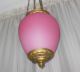 Awesome Large Victorian Pink Satin Glass (consolidated?) Hanging Candle Lamp Lamps photo 11