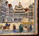 Mid - Century Art Tile Germany Hand - Painted Stuttgart Market Wall Plaque Framed Tiles photo 2