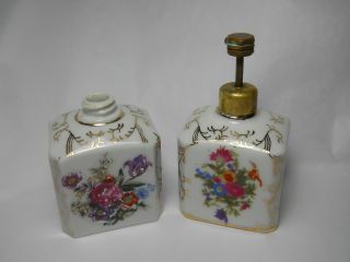 Vintage Porcelain & Brass Floral Atomizers photo