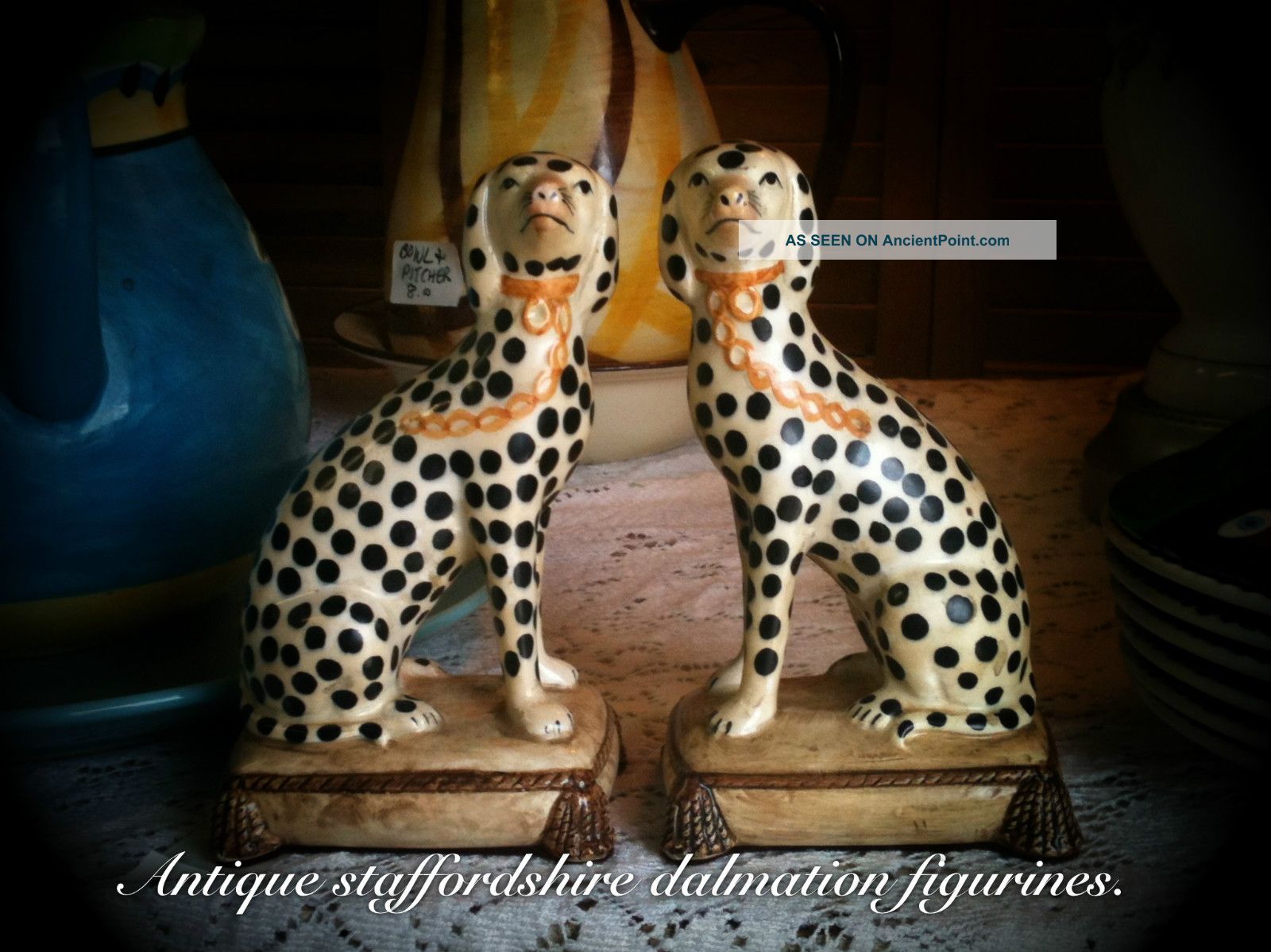 Set Of Fitz And Floyd Hand Painted Porecelainstaffordshire Dalmation Figurines Figurines photo